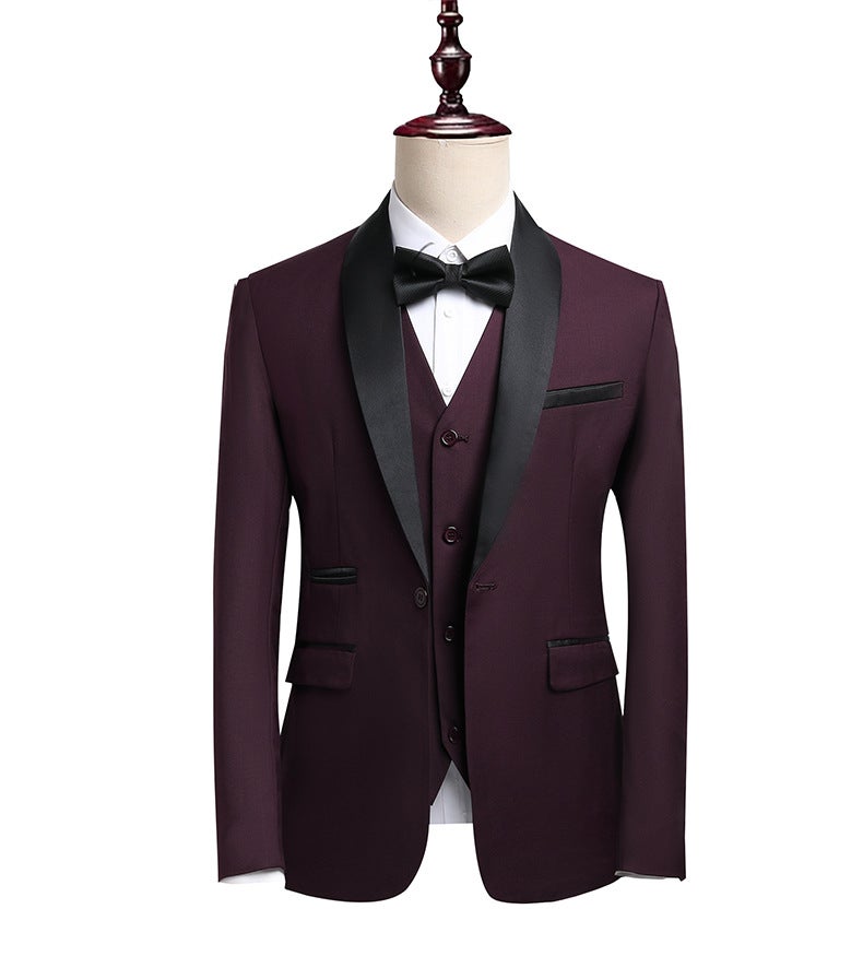 Suit Men'S High-End Dress Business Casual Suit Men'S Wedding Dress Three-Piece Set - Image 1